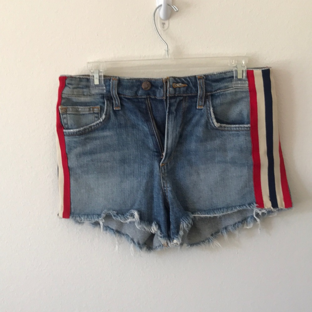 Red white and blue jean shorts